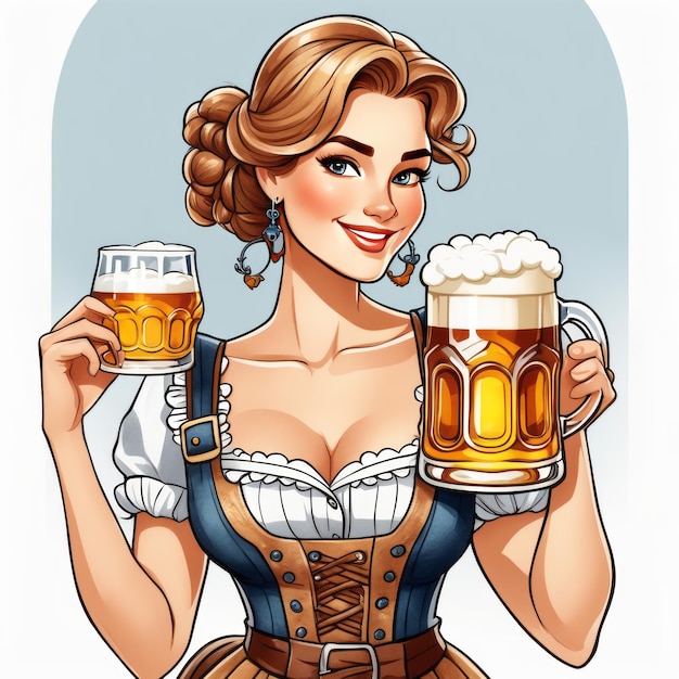 Foto frau mit bier deutsches bierfestival oktoberfest erstellt mit generativer ki-software