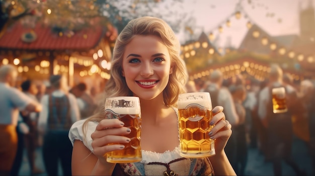 Frau mit Bier Generative KI