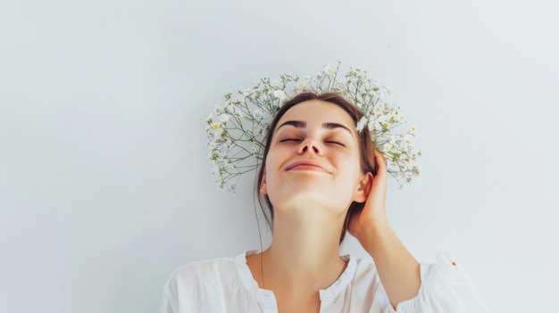 Frau mit Blumenkrone