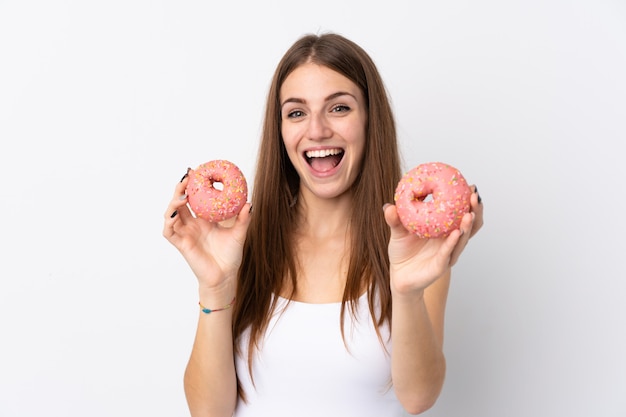 Frau mit Donut