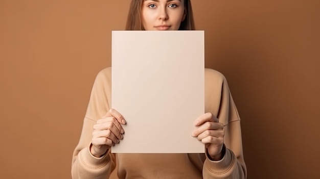 Frau mit einer leeren Tafel