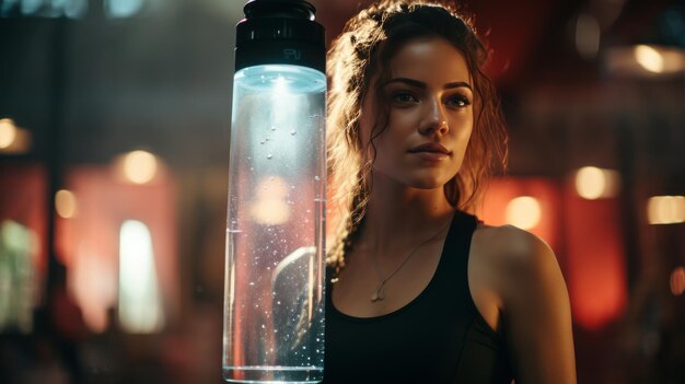 Foto frau mit einer wasserflasche