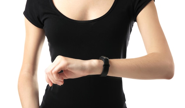 Frau mit Fitness-Tracker-Nahaufnahme