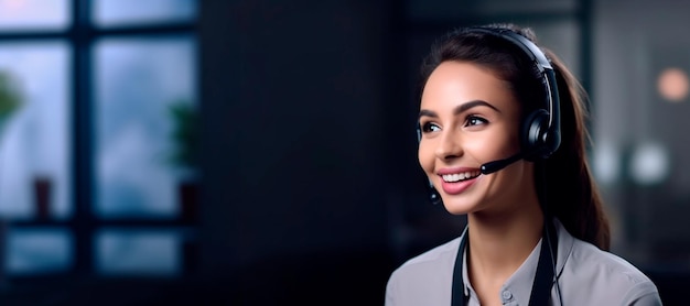 Frau mit Headset im Kundenservice