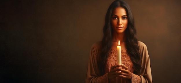 Frau mit Kerze in den Händen Gläubiger betet christlicher Glaube und Glaube Konzept Katholik