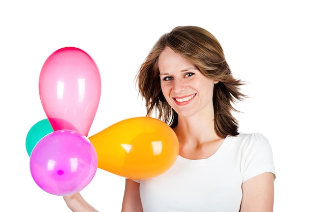 Frau mit Luftballons