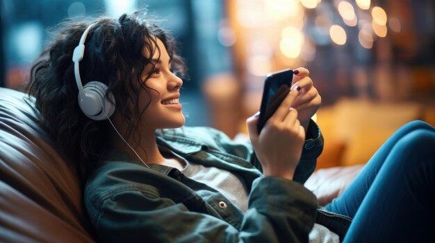 Foto frau mit mobiltelefon