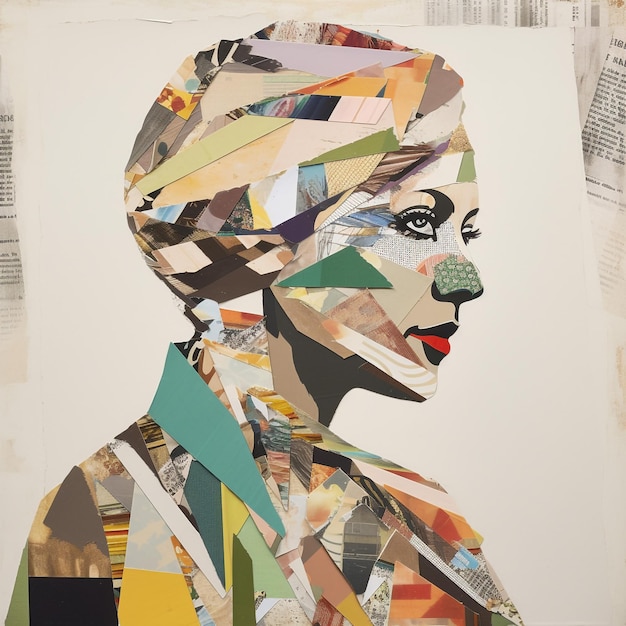 Frau mit moderner Collage aus der Mitte des Jahrhunderts