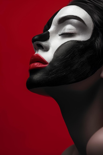 Frau mit schwarz-weißer Maske Generative KI