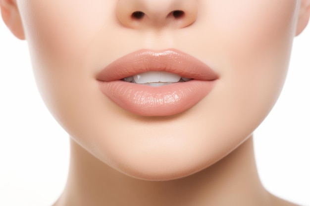 Frau mit vollen Lippen, matte Farbe, generiere Ai