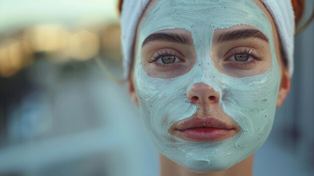 Frau mit weißer Gesichtsmaske