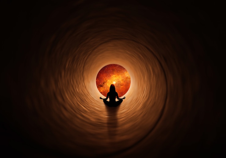 Foto frau mit yoga-lotus-pose