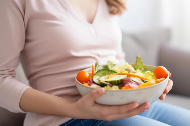 Frau Schüssel Gemüse Lifestyle Mahlzeit Erzeugen Ai