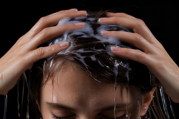 Foto frau shampoo hygiene badezimmerpflege weibliche dusche schönheit person erwachsene junge nasse gesundheit haar