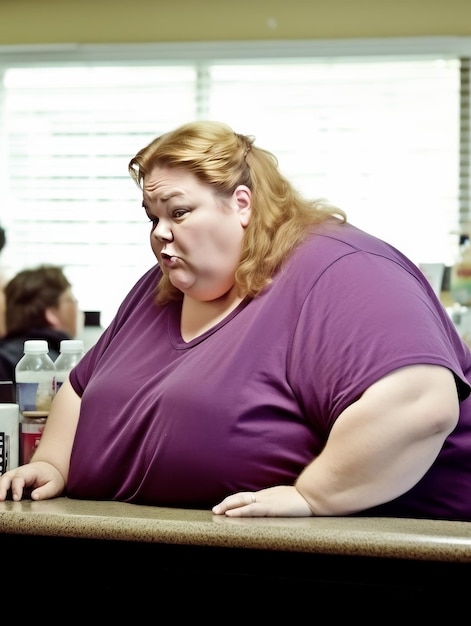 Frau sitzt an der Theke eines Restaurants