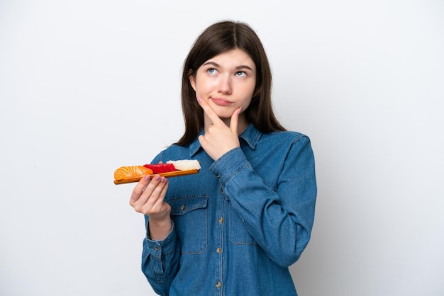 Frau über isoliertem Hintergrund