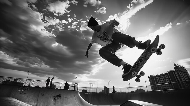 Frau und Mann Skateboarder Skateboarding in der modernen Stadt