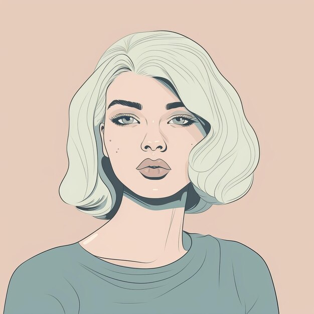 Foto frau weiblich junges erwachsenes mädchen abstraktes minimalistisches gesichtsporträt digital generierte illustration cover