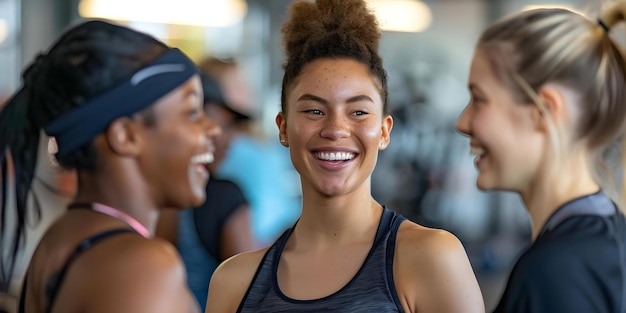 Frauen aller Altersgruppen verbinden sich durch Lachen nach dem Training, Freundschaften aufbauen und das Wohlbefinden verbessern.