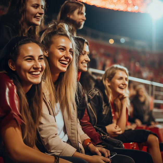 Frauen beobachten ein Sportspiel in einem Stadion