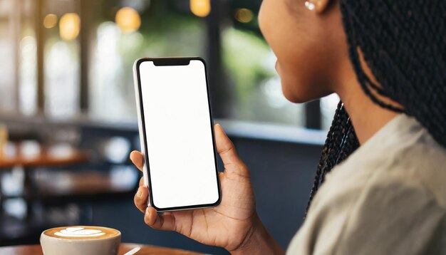 Frauen, die ein Handy in einem Café mit einem Handy halten, zeigen moderne Konnektivität und den Einsatz von Technologie