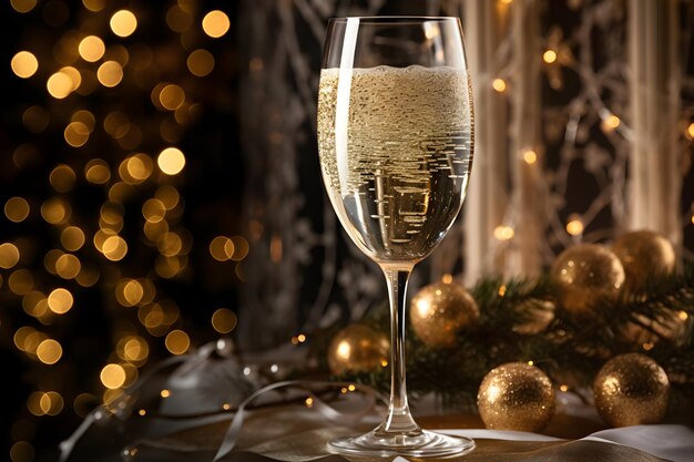 Frauen halten ein Champagnerglas in der Weihnachtsnacht in Sparkling