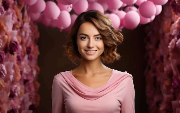 Frauen im rosa Kleid