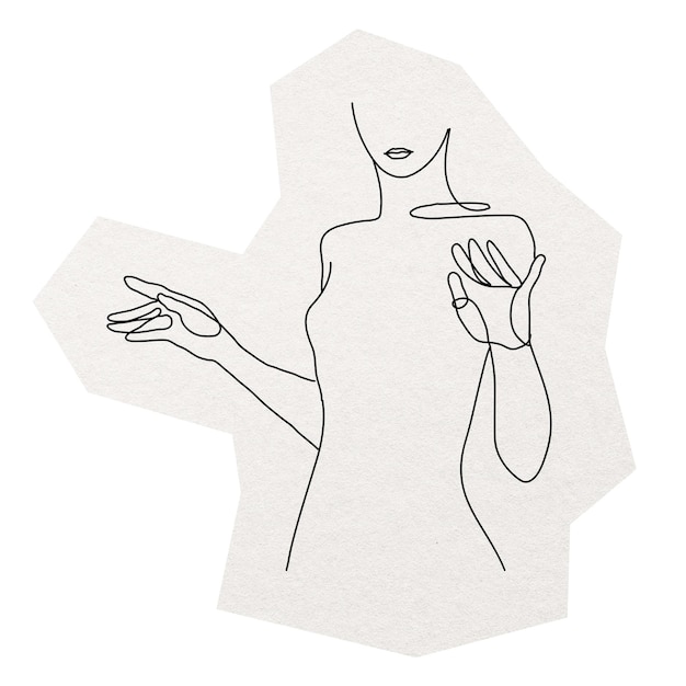 Frauen-Linienkunst png-Aufkleber-Collage-Element mit durchsichtigem Hintergrund
