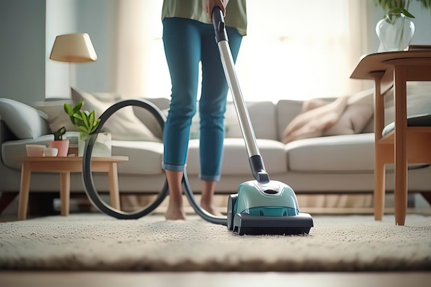 Frauen putzen zu Hause. KI-Technologie erzeugtes Bild