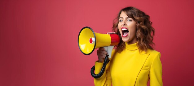 Frauen schreien im Megafon