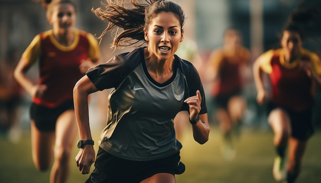 Frauenfußballspiel auf dem Fußballplatz, redaktionelle Fotografie, Fußballspielspiele