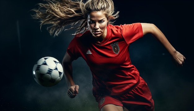 Frauenfußballspiel auf dem Fußballplatz, redaktionelle Fotografie, Fußballspielspiele