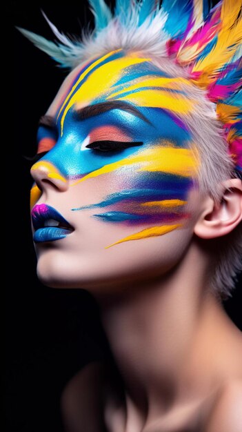 Frauengesichter mit erstaunlichem und kreativem Make-up, KI generiert