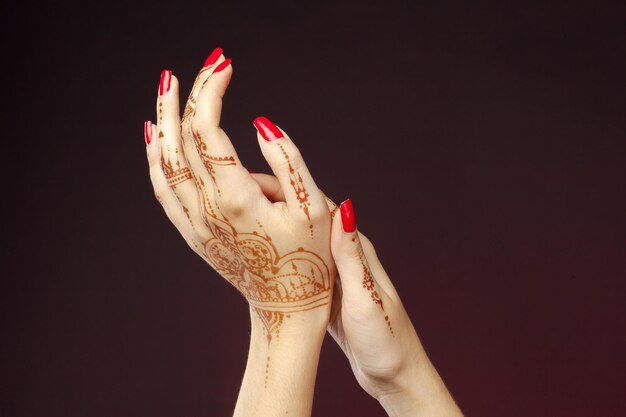 Frauenhände mit Mehndi