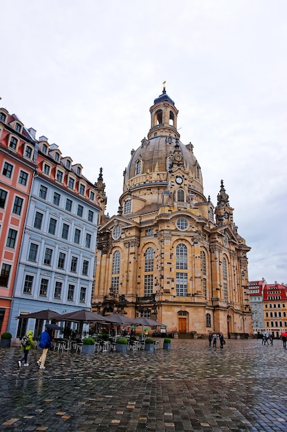 Frauenkirche no centro de Dresden, no estado da Saxônia, na Alemanha. A igreja é uma catedral luterana.