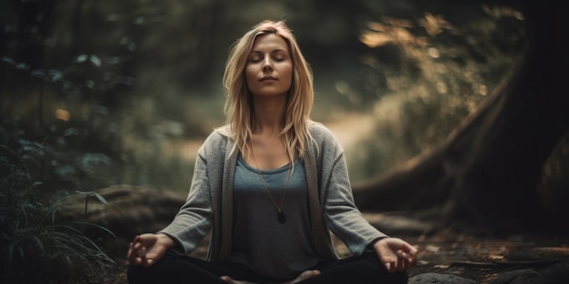 Frauenlebensstil ausgeglichenes Üben von Meditation und Zen-Energie-Yoga