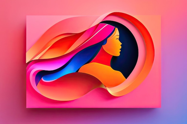 Frauentag-Banner mit Silhouette Farbiger Hintergrund Generative KI-Kunst