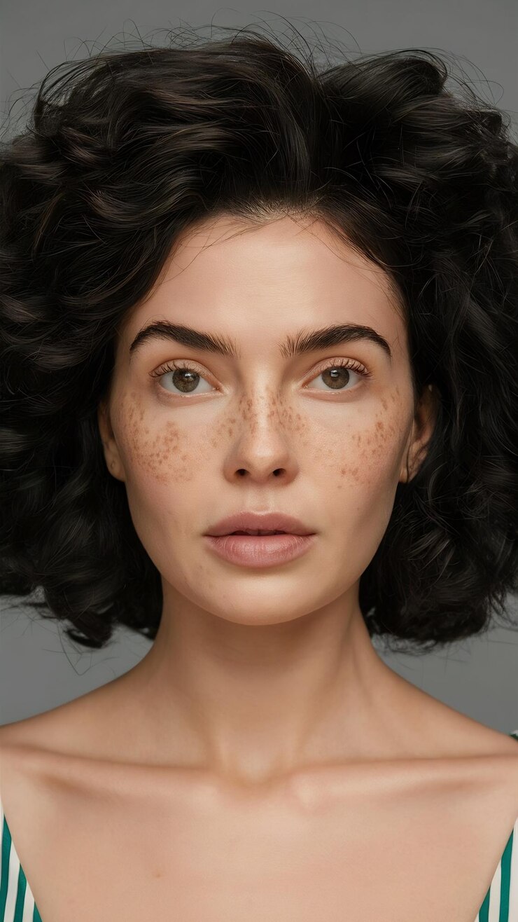 Foto freckles e manchas escuras de melasma