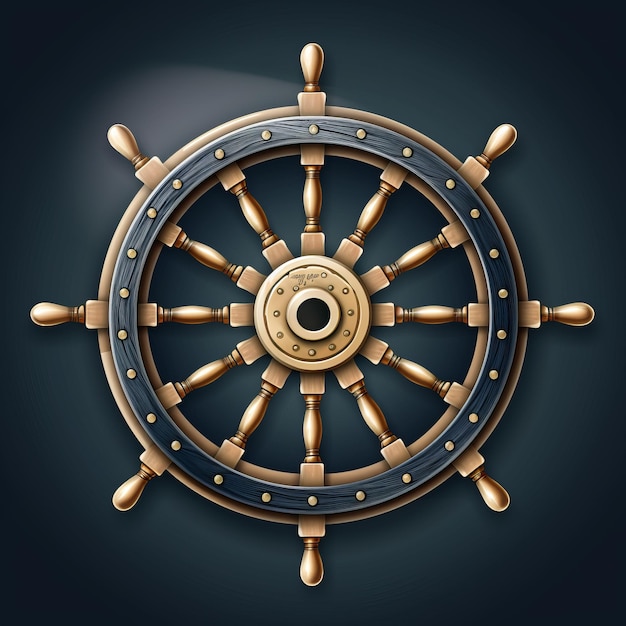 Free Crafting a Ship Wooden Steering Wheel Logo Design for Nautical Elegance Generative AI (Desenho gratuito de um volante de madeira para um navio)