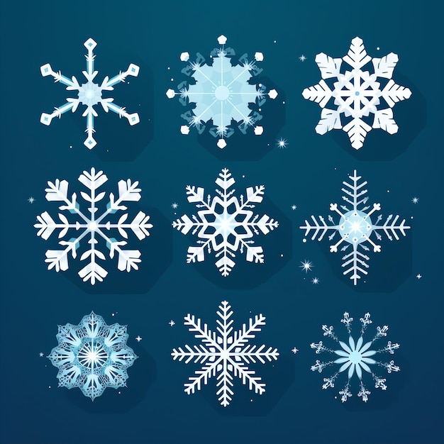 Foto free vector snowflakes illustration set