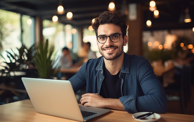 Freelancer trabajando en una cafetería