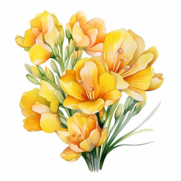 Foto freesia acuarela clipart (en inglés)