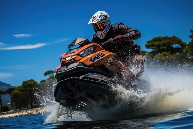 Foto freestyle jet ski realiza trucos en el aire generativo ia