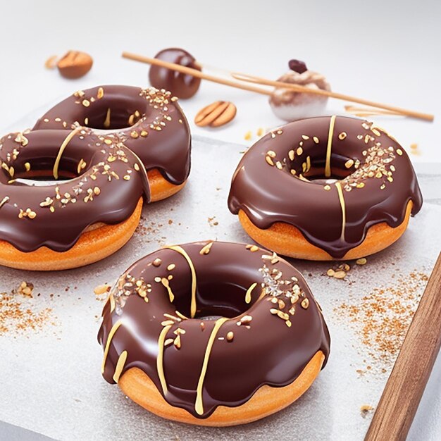 Frei fliegende köstliche klassische Donuts, süßes Fastfood