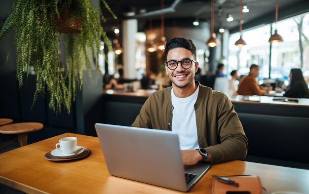 Freiberufler arbeitet im Café