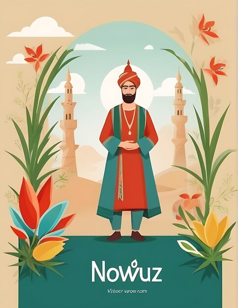 Freie flache Vektor-Nowruz-Illustration