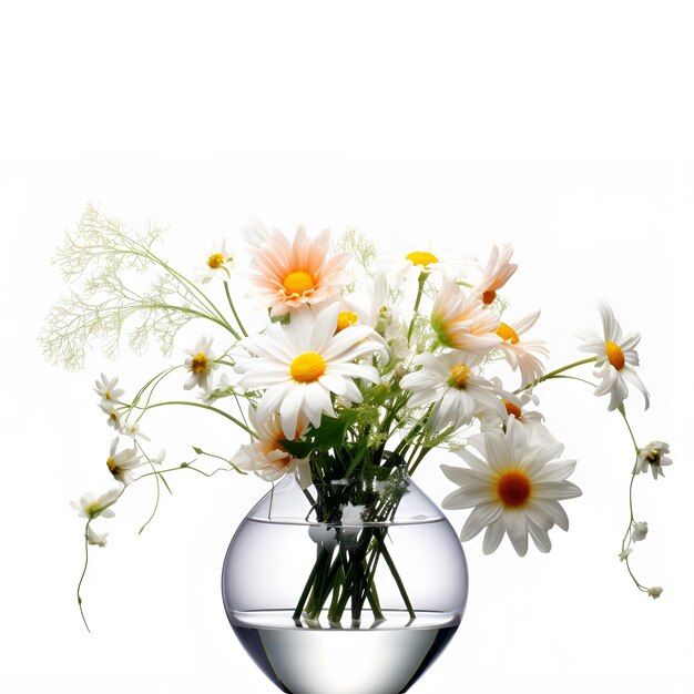 Freie Foto-Stillleben mit Frühlingsblumen in einer Vase generative ai