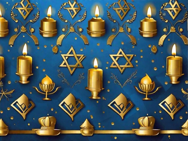 Freie Vektorblaue und goldene Hanukkah