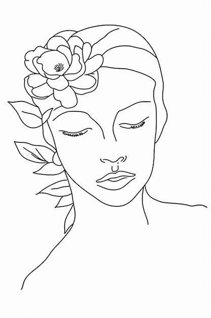 Freie, von der Hand gezeichnete Vektor-Frau mit Blumen-Illustration
