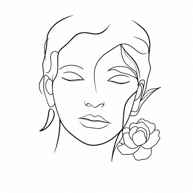Freie, von der Hand gezeichnete Vektor-Frau mit Blumen-Illustration